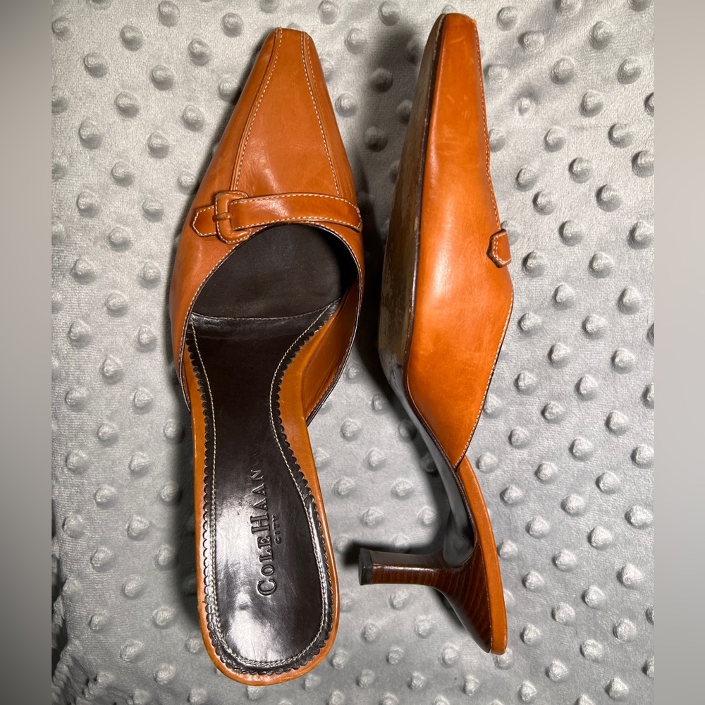Cole Haan Natural Leather Heeled Mules 8.5